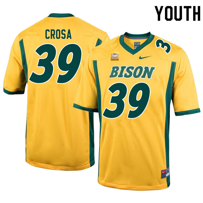 Youth #39 Griffin Crosa North Dakota State Bison College Football Jerseys Sale-Yellow